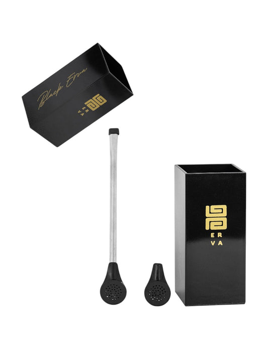 Kit Bomba Tradicional Plástico e Copo Quadrado Terere Black Erva Acrílico -  Escolha a Cor