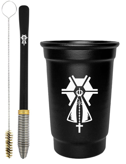 Kit Tereré Copo Cuia Econo Bomba Preto Nossa Senhora Agro
