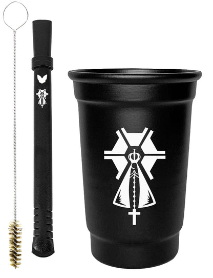 Kit Tereré Copo Cuia Econo Bomba Preto Nossa Senhora Agro