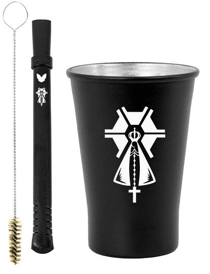 Kit Tereré Copo Cuia Econo Bomba Preto Nossa Senhora Agro