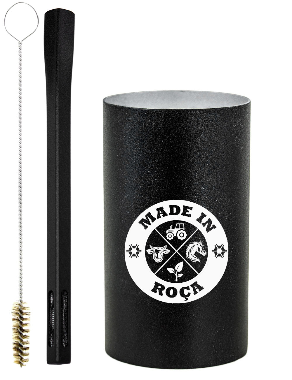 Kit Tereré Copo Cuia Premium Bomba Preto Made in Roça