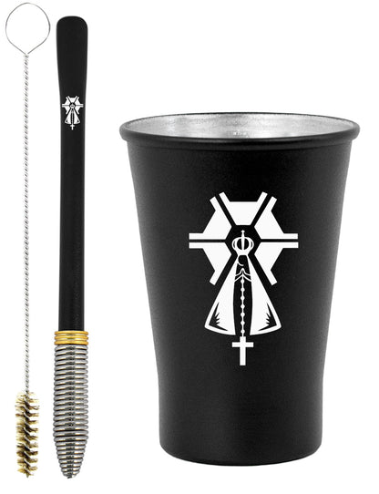 Kit Tereré Copo Cuia Econo Bomba Preto Nossa Senhora Agro