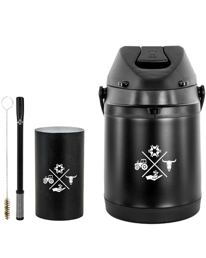 Kit Tereré Premium Copo Bomba Garrafa Térmica Preto 2.5l Made in Roça