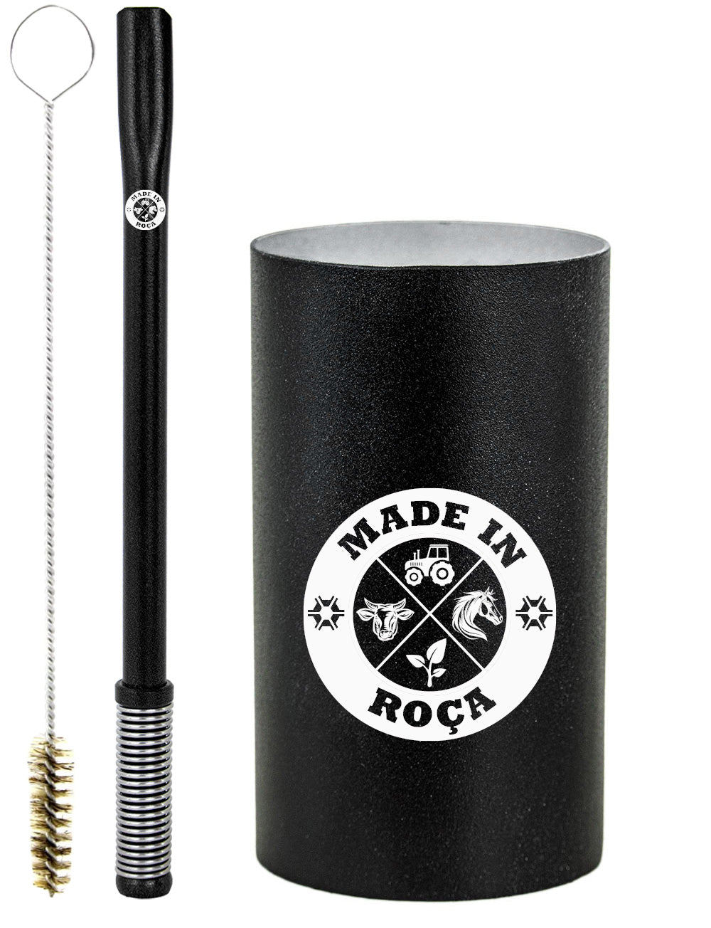 Kit Tereré Copo Cuia Premium Bomba Preto Made in Roça