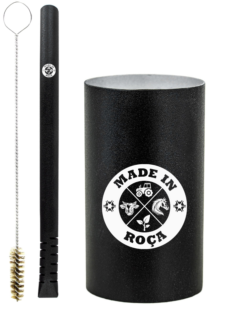Kit Tereré Copo Cuia Premium Bomba Preto Made in Roça