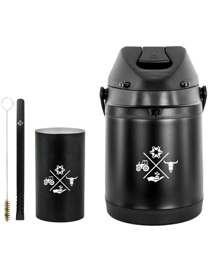 Kit Tereré Premium Copo Bomba Garrafa Térmica Preto 2.5l Made in Roça