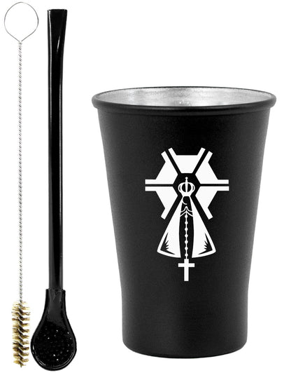 Kit Tereré Copo Cuia Econo Bomba Preto Nossa Senhora Agro