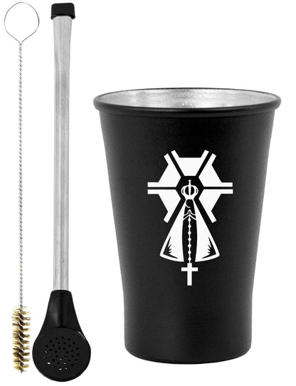 Kit Tereré Copo Cuia Econo Bomba Preto Nossa Senhora Agro