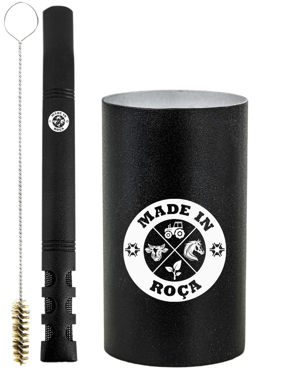 Kit Tereré Copo Cuia Premium Bomba Preto Made in Roça