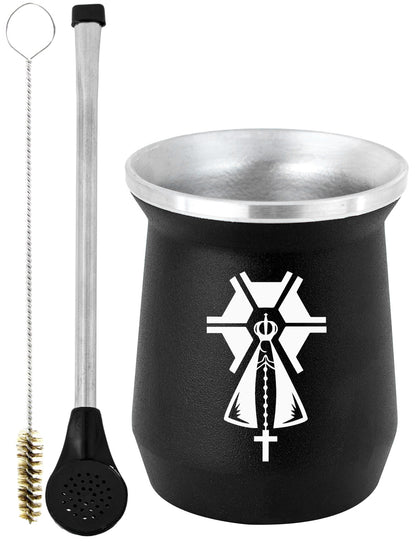 Kit Tereré Copo Cuia Econo Bomba Preto Nossa Senhora Agro
