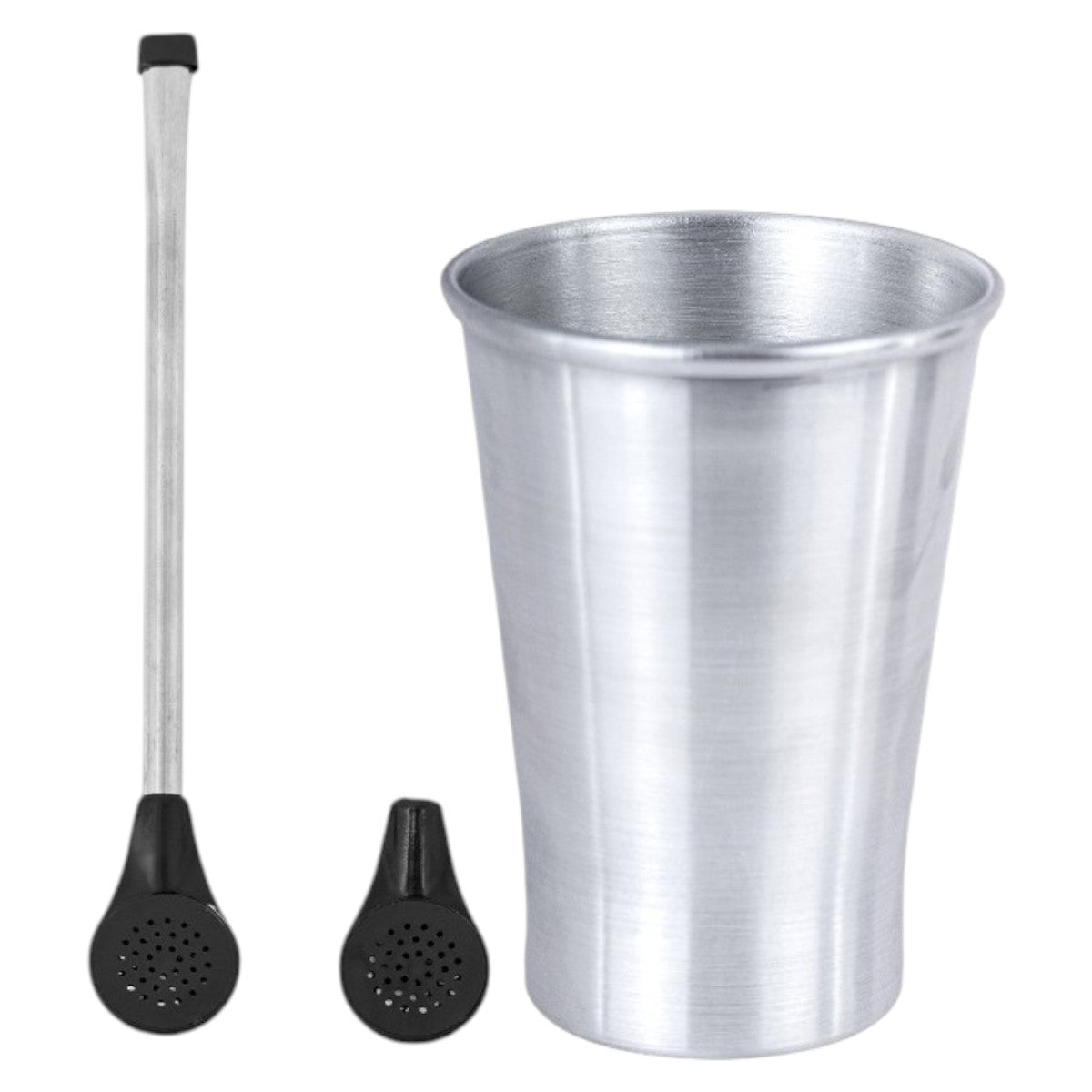 Kit Bomba Tradicional Plástico e Copo Terere Aluminio 280ml -  Escolha a Cor