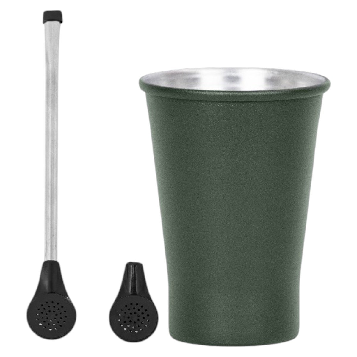 Kit Bomba Tradicional Plástico e Copo Terere Aluminio 280ml -  Escolha a Cor