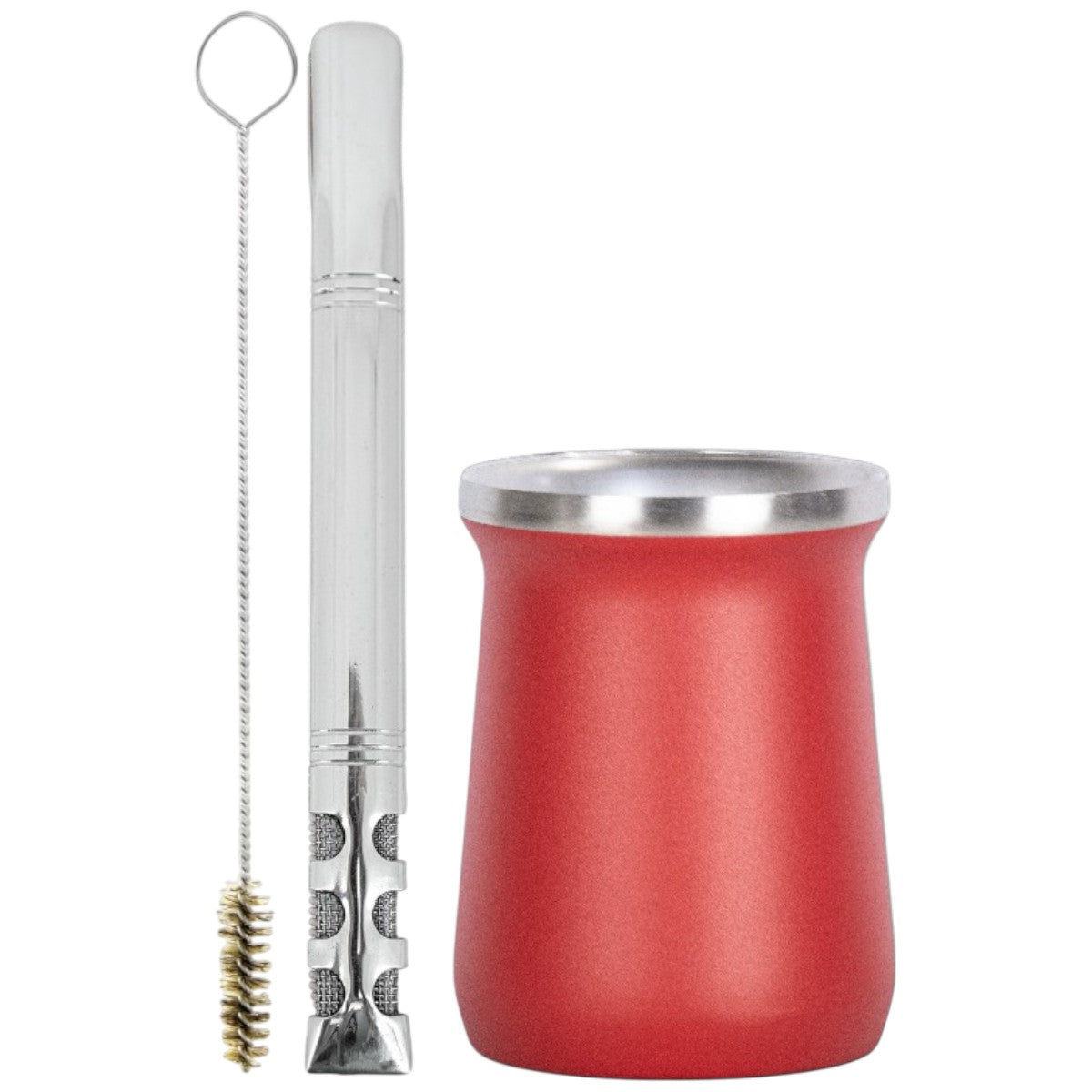 Kit V6 e Copo Cuia Tereré Térmico 100% Inox 236ml -  Escolha a Cor