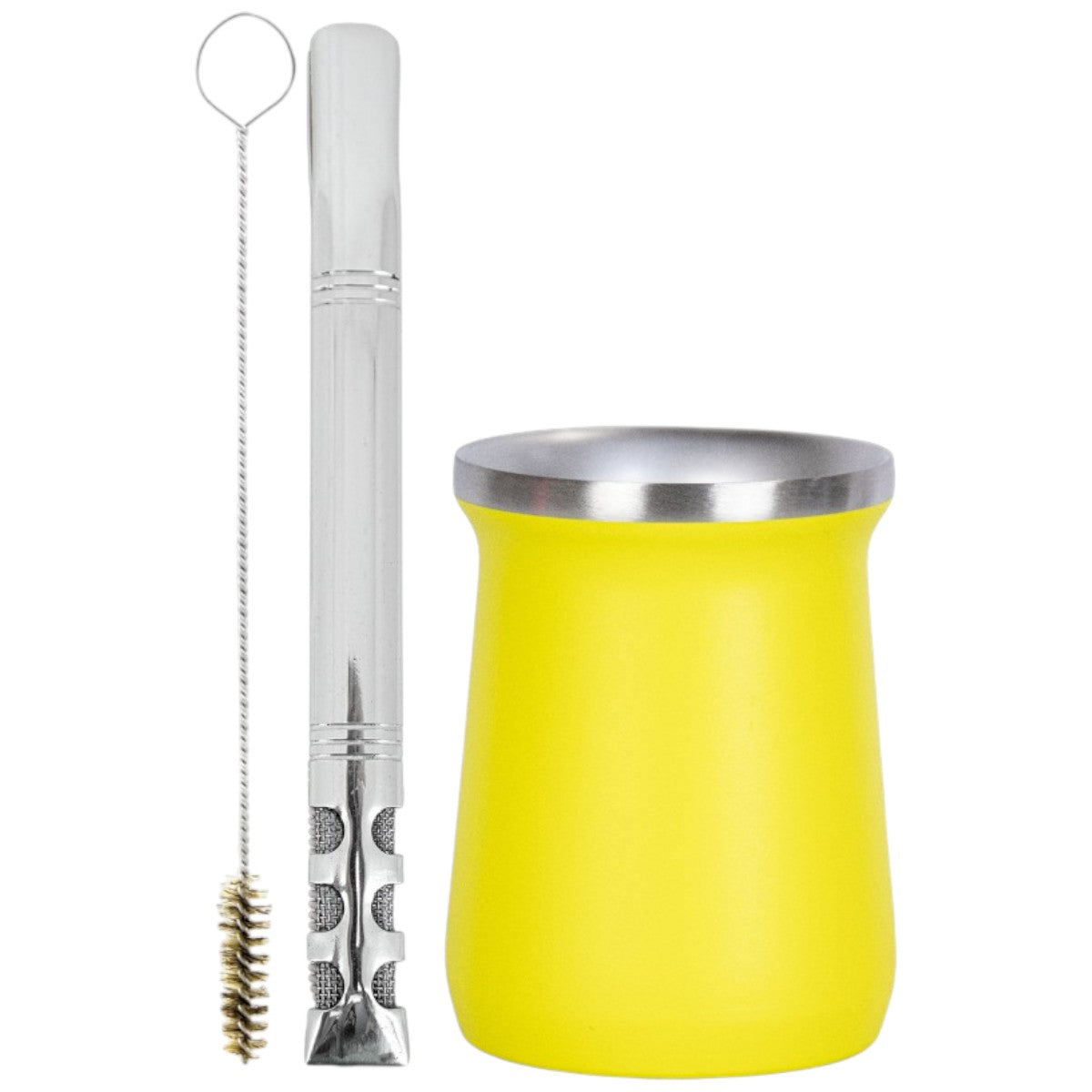 Kit V6 e Copo Cuia Tereré Térmico 100% Inox 236ml -  Escolha a Cor