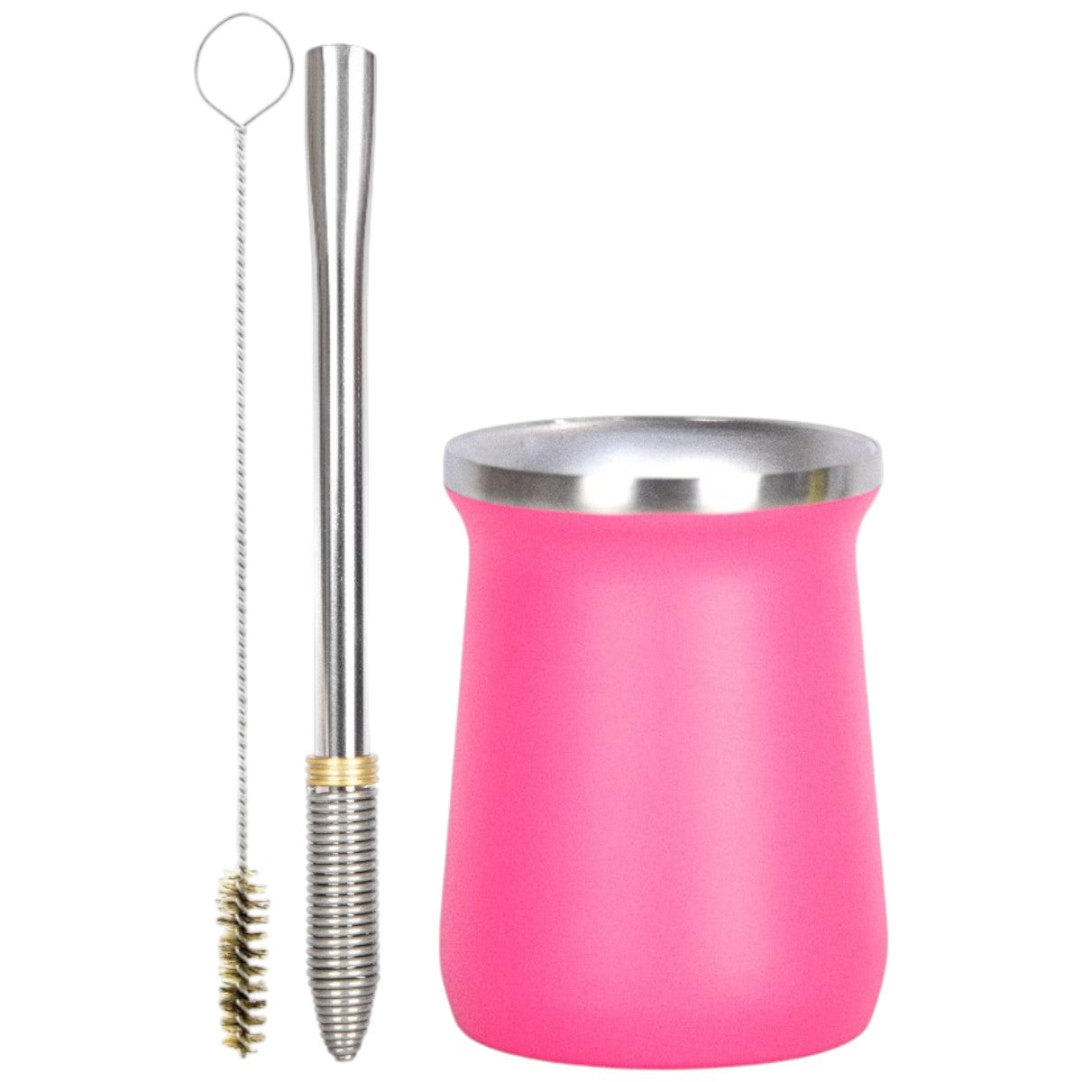 Kit Bomba Mola Cônica e Copo Cuia Tereré Térmico 100% Inox 236ml -  Escolha a Cor