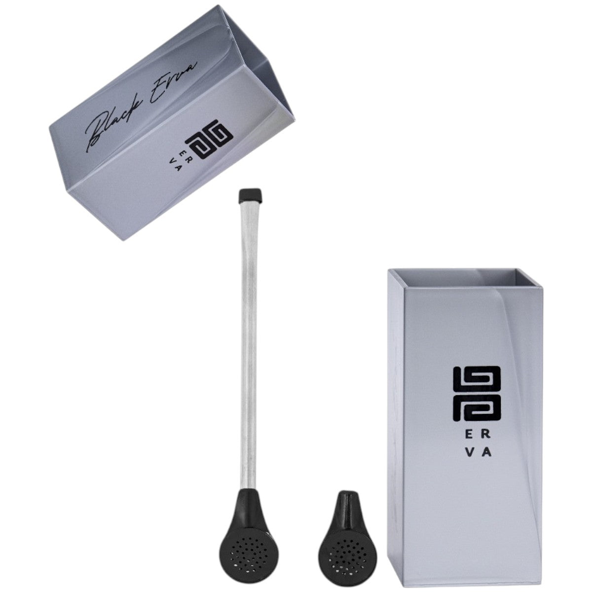 Kit Bomba Tradicional Plástico e Copo Quadrado Terere Black Erva Acrílico -  Escolha a Cor