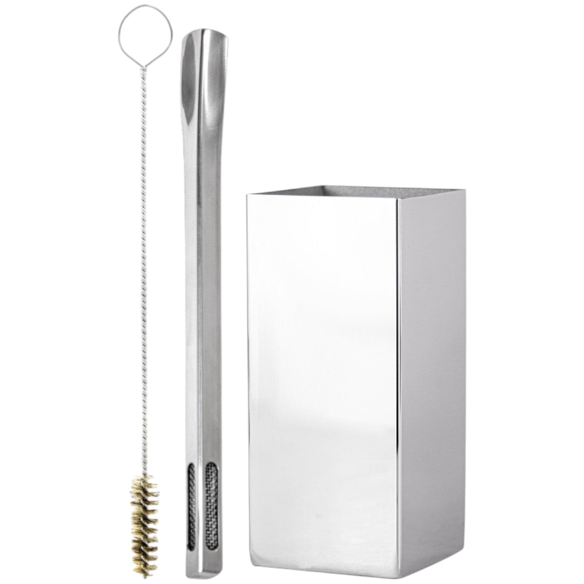 Kit Bomba Griid e Copo Quadrado Terere Aço Inox -  Escolha a Cor