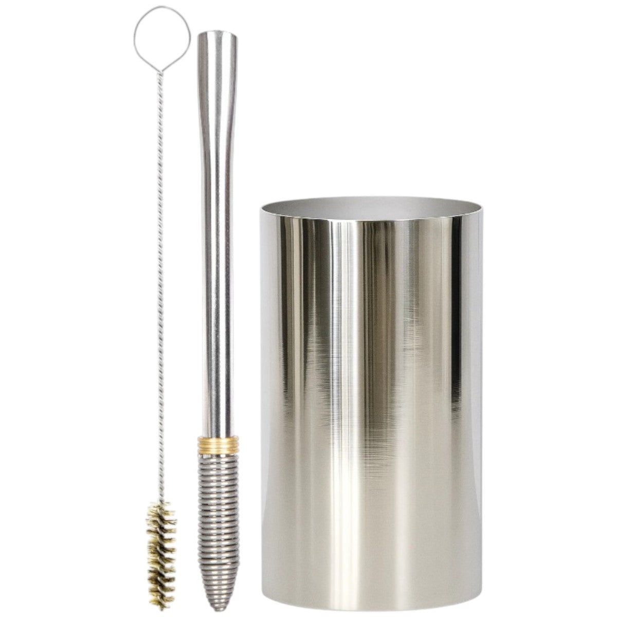 Kit Bomba Mola Conica e Copo Redondo Terere Aço Inox -  Escolha a Cor