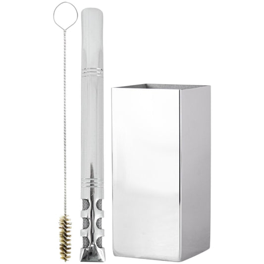 Kit Bomba V6 e Copo Quadrado Terere Aço Inox -  Escolha a Cor