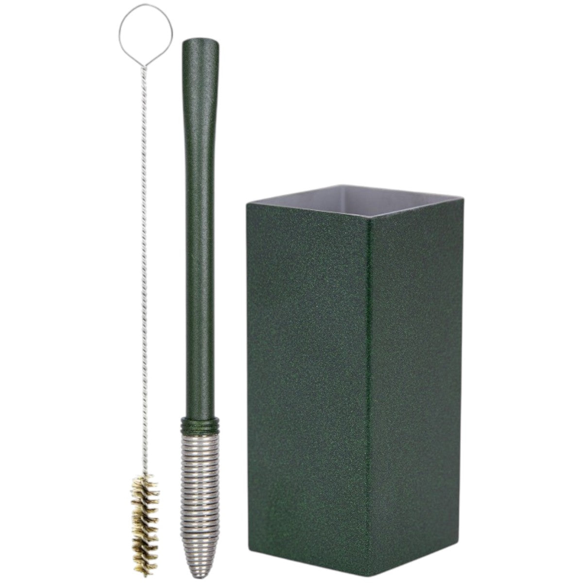 Kit Bomba Mola Conica e Copo Quadrado Terere Aço Inox -  Escolha a Cor