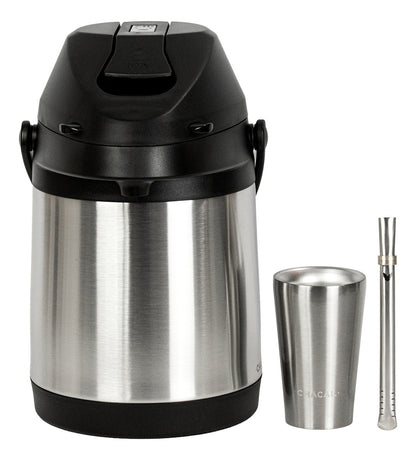 Kit Tereré Chacal Copo Inox Bomba Garrafa Térmica Inox 2.5l
