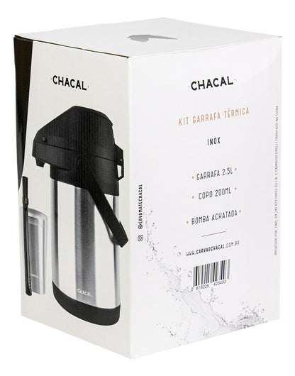 Kit Tereré Chacal Copo Inox Bomba Garrafa Térmica Inox 2.5l