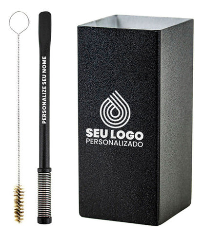 Kit Tereré Copo Quadrado Bomba Bojo Mola Preto - Seu Logo Personalizado