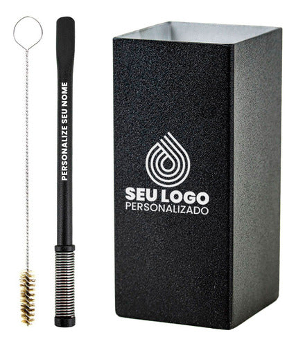 Kit Tereré Copo Quadrado Bomba Bojo Mola Preto - Seu Logo Personalizado
