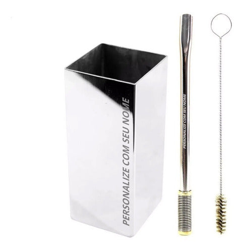 Kit Bomba Bojo Mola Gold Copo Quadrado Terere Inox - Personalizado Nome