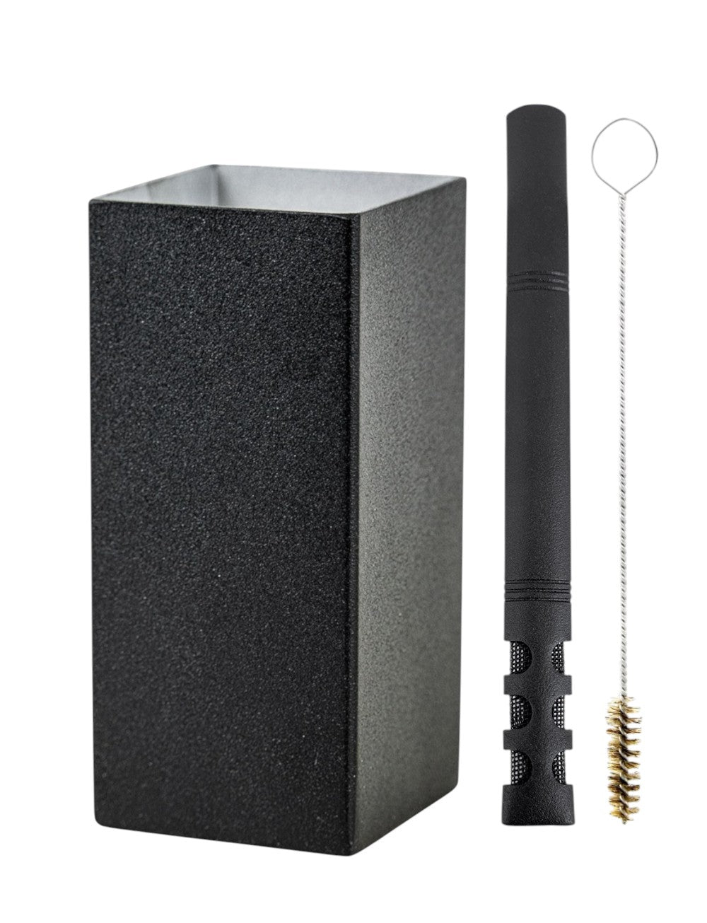 Kit Bomba E Copo Quadrado Terere Aço Inox Preto - Escolha a Bomba