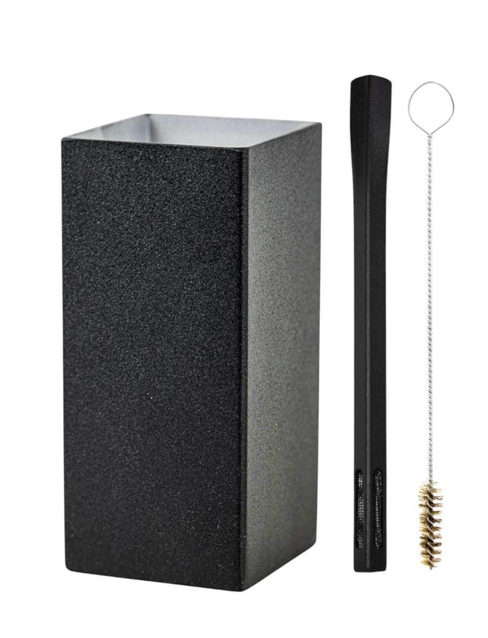 Kit Bomba E Copo Quadrado Terere Aço Inox Preto - Escolha a Bomba