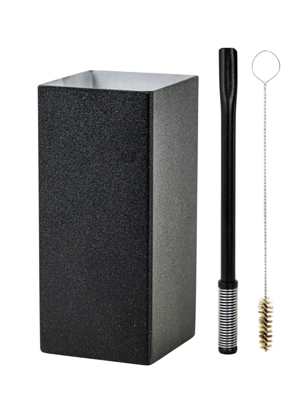 Kit Bomba E Copo Quadrado Terere Aço Inox Preto - Escolha a Bomba