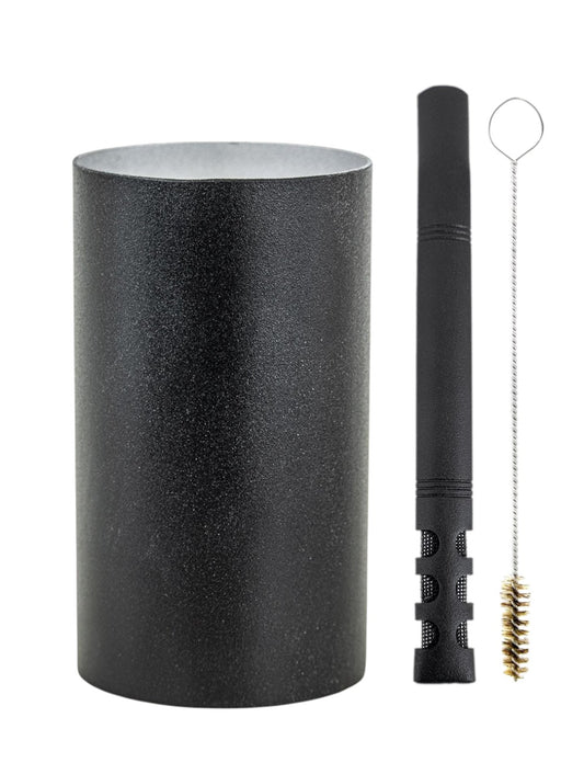 Kit Bomba E Copo Redondo Terere Aço Inox Preto - Escolha a Bomba