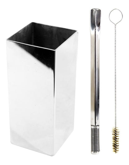 Kit Bomba E Copo Quadrado Terere Aço Inox Quadrada Bojo Mola
