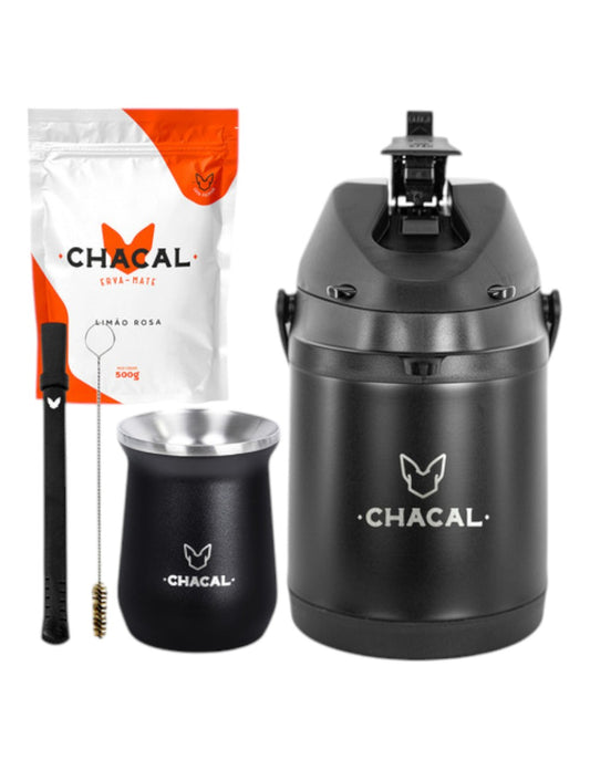 Kit Tereré Chacal Copo Bomba Garrafa Térmica Inox 2.5l Erva