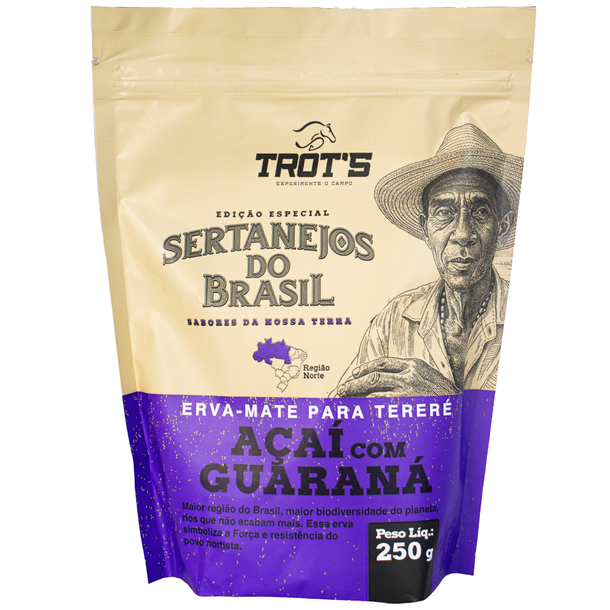 Kit 5 Erva Mate Trot's Sertanejos 1,25kg: Açaí, Frutas Amarelas, Maracujá Pequi, Mate Limão e Bergamota. Edição Limitada
