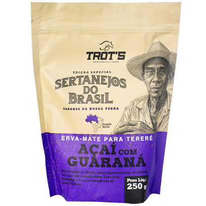 Kit 5 Erva Mate Trot's Sertanejos 1,25kg: Açaí, Frutas Amarelas, Maracujá Pequi, Mate Limão e Bergamota. Edição Limitada