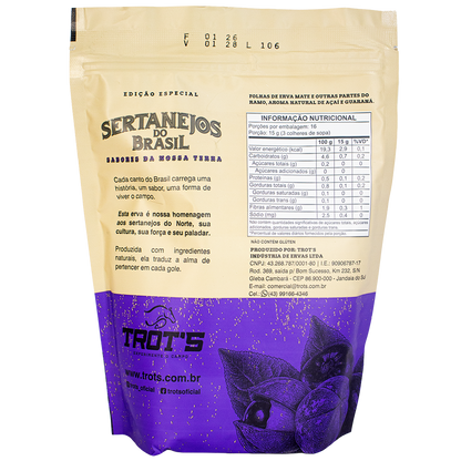 Kit 5 Erva Mate Trot's Sertanejos 1,25kg: Açaí, Frutas Amarelas, Maracujá Pequi, Mate Limão e Bergamota. Edição Limitada