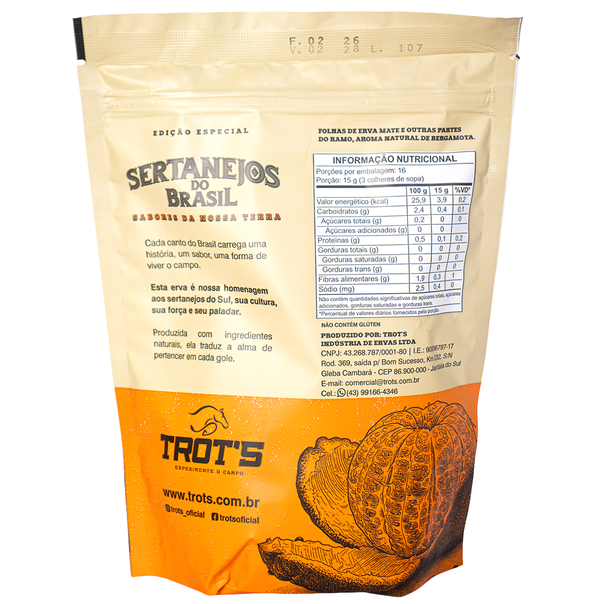 Kit 5 Erva Mate Trot's Sertanejos 1,25kg: Açaí, Frutas Amarelas, Maracujá Pequi, Mate Limão e Bergamota. Edição Limitada
