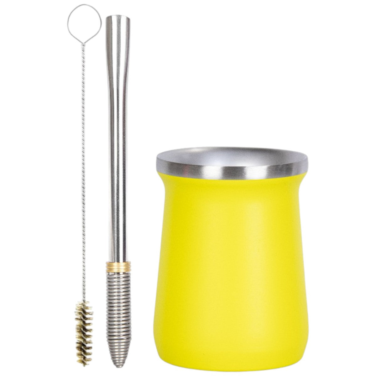 Kit Bomba Mola Cônica e Copo Cuia Tereré Térmico 100% Inox 236ml -  Escolha a Cor