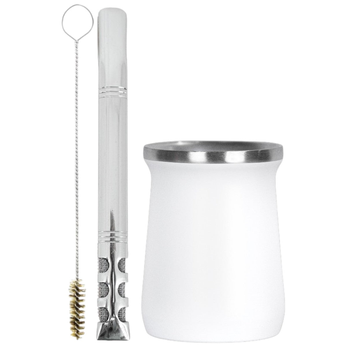 Kit V6 e Copo Cuia Tereré Térmico 100% Inox 236ml -  Escolha a Cor
