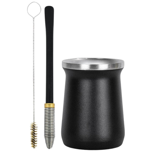 Kit Bomba Mola Cônica e Copo Cuia Tereré Térmico 100% Inox 236ml -  Escolha a Cor