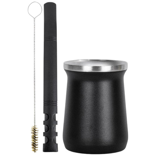 Kit V6 e Copo Cuia Tereré Térmico 100% Inox 236ml -  Escolha a Cor