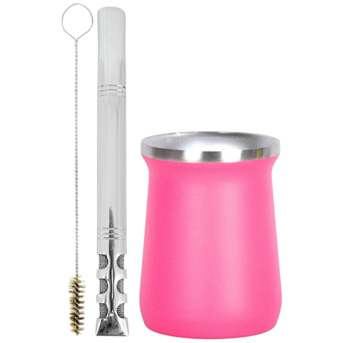 Kit V6 e Copo Cuia Tereré Térmico 100% Inox 236ml -  Escolha a Cor