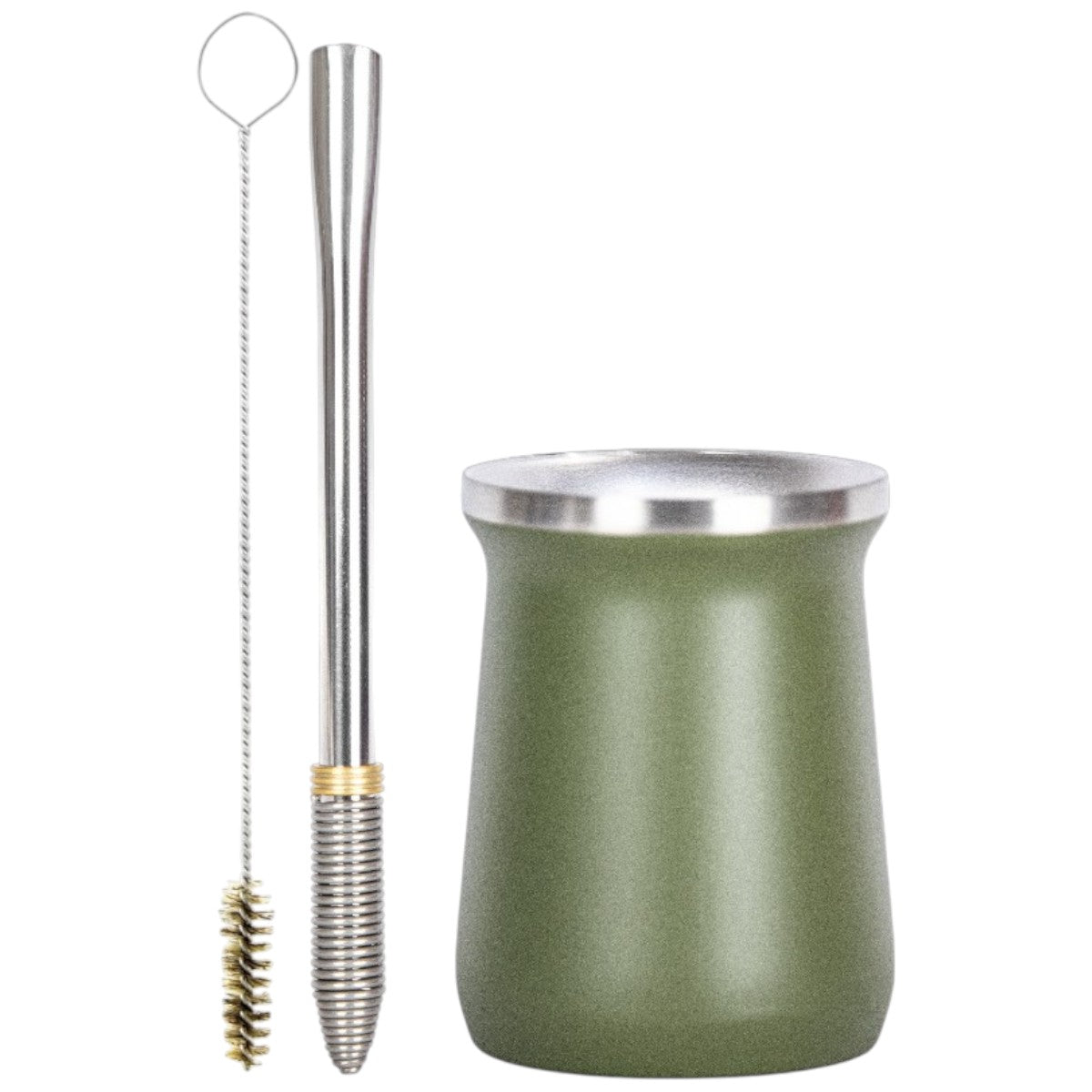 Kit Bomba Mola Cônica e Copo Cuia Tereré Térmico 100% Inox 236ml -  Escolha a Cor