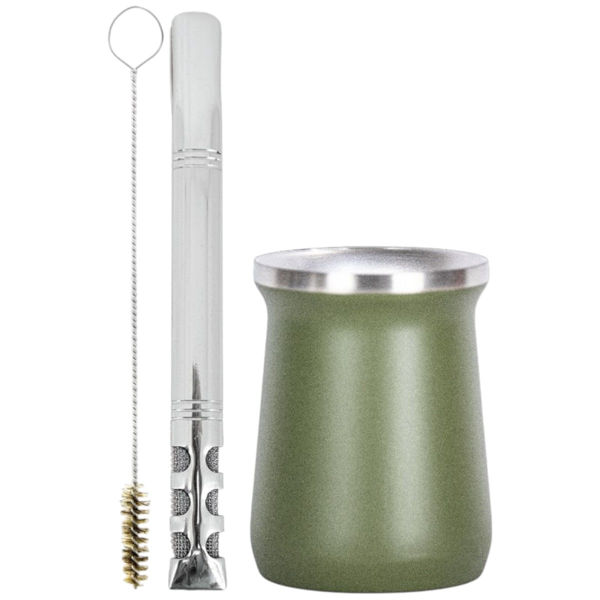 Kit V6 e Copo Cuia Tereré Térmico 100% Inox 236ml -  Escolha a Cor