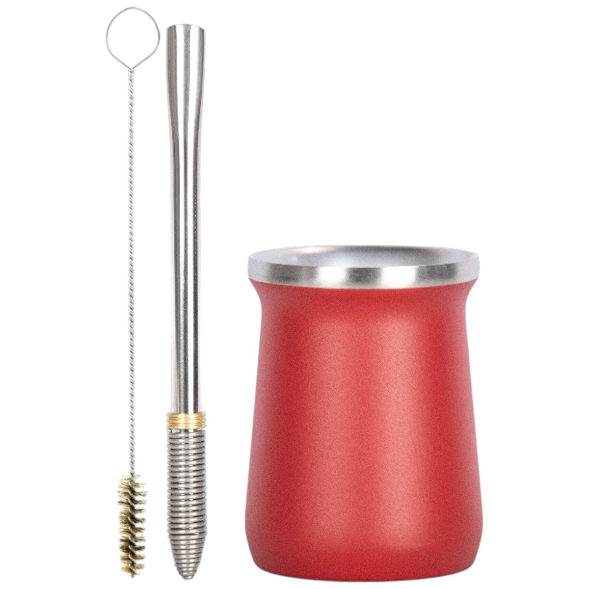 Kit Bomba Mola Cônica e Copo Cuia Tereré Térmico 100% Inox 236ml -  Escolha a Cor