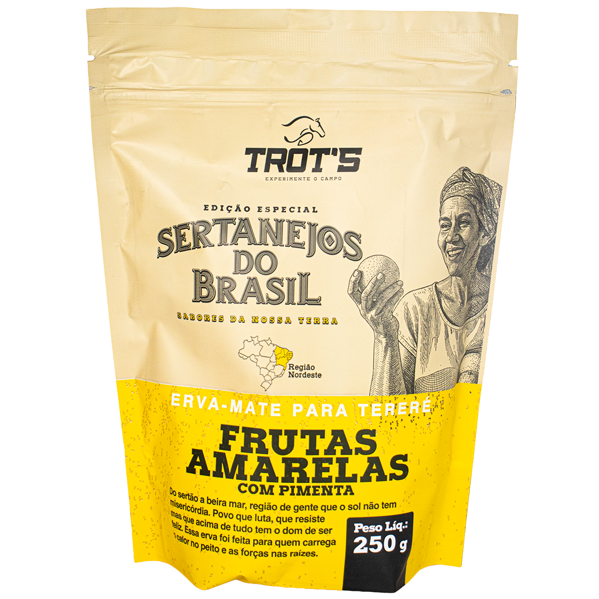 Kit 5 Erva Mate Trot's Sertanejos 1,25kg: Açaí, Frutas Amarelas, Maracujá Pequi, Mate Limão e Bergamota. Edição Limitada