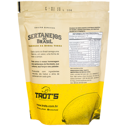 Kit 5 Erva Mate Trot's Sertanejos 1,25kg: Açaí, Frutas Amarelas, Maracujá Pequi, Mate Limão e Bergamota. Edição Limitada