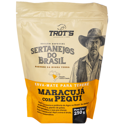 Kit 5 Erva Mate Trot's Sertanejos 1,25kg: Açaí, Frutas Amarelas, Maracujá Pequi, Mate Limão e Bergamota. Edição Limitada